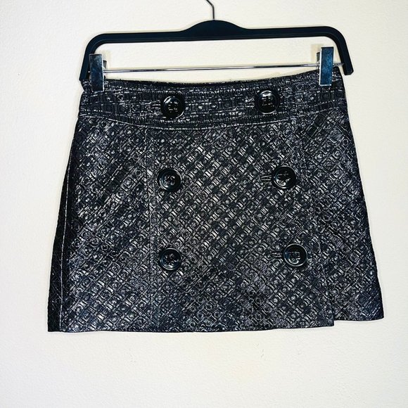 Metallic Button Front Mini Skirt 0 - New without tags - Picture 1 of 10